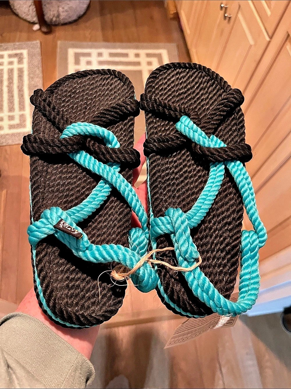 Nomadic State of Mind The Romano Rope Sandals Black & Teal US 9